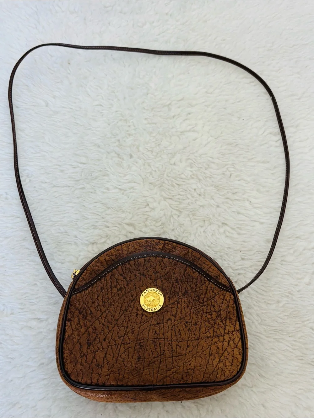 Kangaroo Australia Genuine Brown Leather Small Shoulder Bag 7.5”x7”x2”